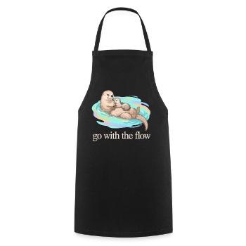 Go With The Flow Otter Duo - Cooking Apron - black - Front - AI Model Male 185 dark (185cm)