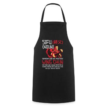  Wing Chun Wooden Dummy Training Martial Arts Wing - Cooking Apron - black - Front - AI Model Male 185 dark (185cm)
