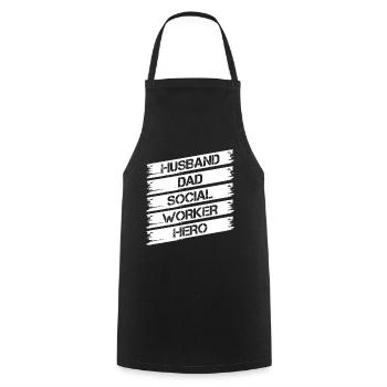 Social Worker Quote Husband Dad Hero Social Work - Cooking Apron - black - Front - AI Model Male 185 dark (185cm)