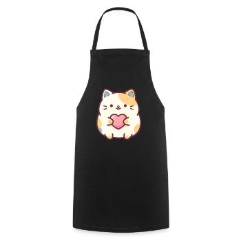 Kawaii Cat Heart Cartoon Motif for Cats Fans - Cooking Apron - black - Front - AI Model Male 185 dark (185cm)