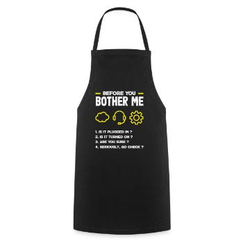 Avant que vous ne m’embêtiez, liste de support technique IT - Tablier de cuisine - noir - Devant - AI Model Male 185 dark (185cm)