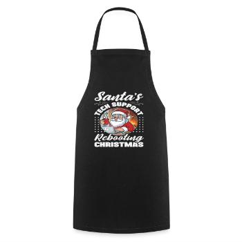 Santa Tech Support Christmas IT - Cooking Apron - black - Front - AI Model Male 185 dark (185cm)