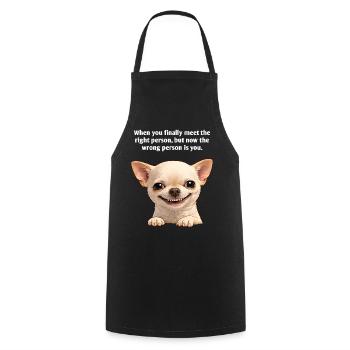 Lustiges Chihuahua Cartoon - When you finally meet - Kochschürze - Schwarz - Vorne - AI Model Male 185 dark (185cm)