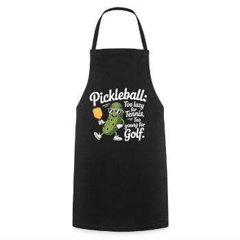 Joueur de pickleball trop paresseux pour le tennis pickleball - Tablier de cuisine - noir - Devant - AI Model Male 185 dark (185cm)