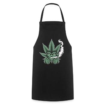 Weed Shirt – Cannabis Blatt Gesicht Kiffer - Kochschürze - Schwarz - Vorne - AI Model Male 185 dark (185cm)
