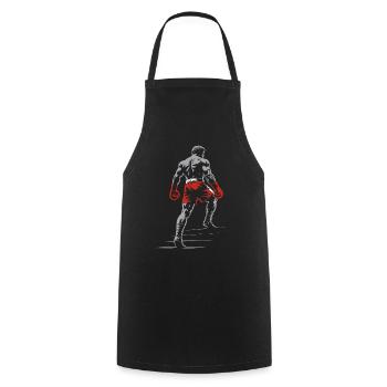 Boxer mit Boxhandschuhen - Kochschürze - Schwarz - Vorne - AI Model Male 185 dark (185cm)