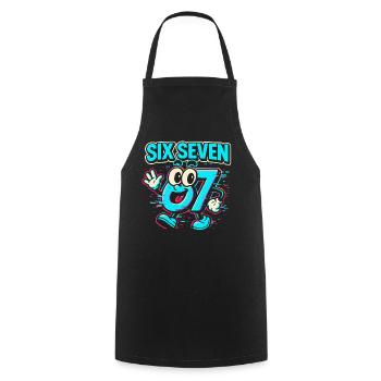 Six Seven 67 Meme Glitch Mascotte Italian Brainrot - Tablier de cuisine - noir - Devant - AI Model Male 185 dark (185cm)