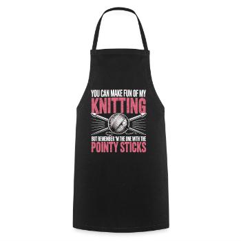 Vous pouvez vous moquer de mon tricot – Humour - Tablier de cuisine - noir - Devant - AI Model Male 185 dark (185cm)