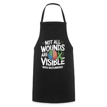 Toutes les blessures ne sont pas visibles – santé mentale - Tablier de cuisine - noir - Devant - AI Model Male 185 dark (185cm)