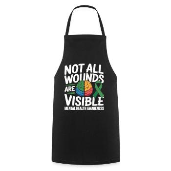Toutes les blessures ne sont pas visibles – santé mentale - Tablier de cuisine - noir - Devant - AI Model Male 185 dark (185cm)