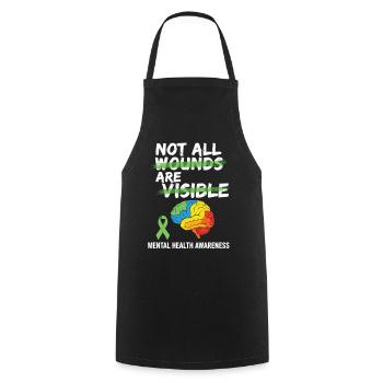 Toutes les blessures ne sont pas visibles – santé mentale - Tablier de cuisine - noir - Devant - AI Model Male 185 dark (185cm)