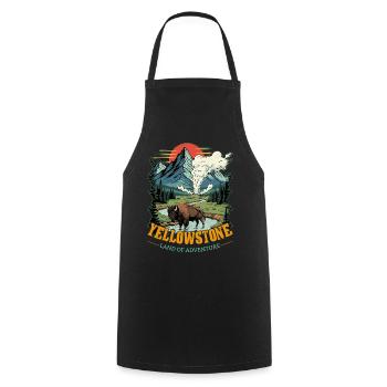 Land Of Adventure Yellowstone National Park - Cooking Apron - black - Front - AI Model Male 185 dark (185cm)