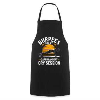 Citations d’instructeurs de Burpees pour l’entraînement en salle de sport - Tablier de cuisine - noir - Devant - AI Model Male 185 dark (185cm)