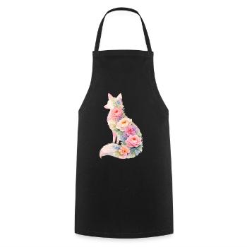 Fuchs Pastell Blumen Silhouette - Kochschürze - Schwarz - Vorne - AI Model Male 185 dark (185cm)