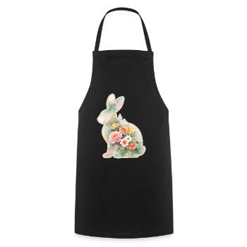 Hase Aquarell Blumen Ostern - Kochschürze - Schwarz - Vorne - AI Model Male 185 dark (185cm)