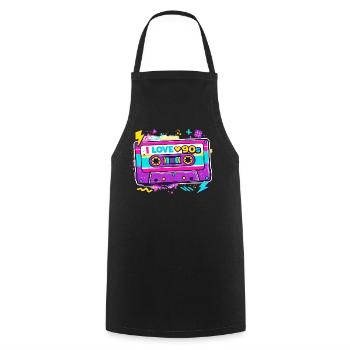 I Love 90s Cassette Graphic - Cooking Apron - black - Front - AI Model Male 185 dark (185cm)