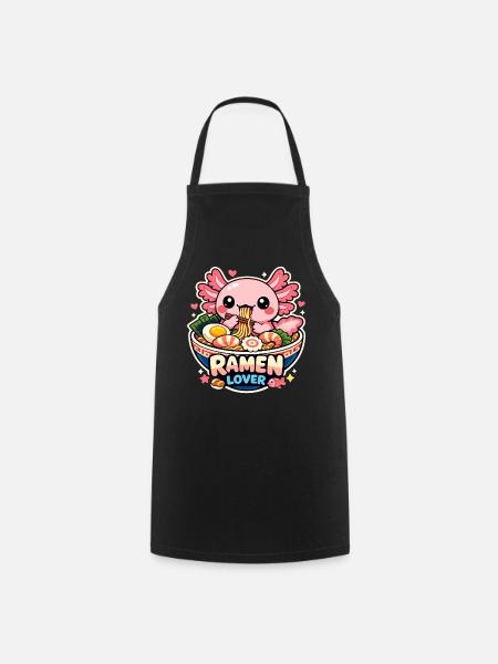 Axolotl Kawaii Ramen Essen Niedlich Geschenk - Kochschürze - Schwarz