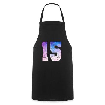 Issue 15 – 15th Anniversary Gift - Cooking Apron - black - Front - AI Model Male 185 dark (185cm)