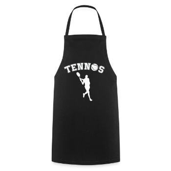 Tennis Silhouette mit Ball - Retro Schrift - Kochschürze - Schwarz - Vorne - AI Model Male 185 dark (185cm)