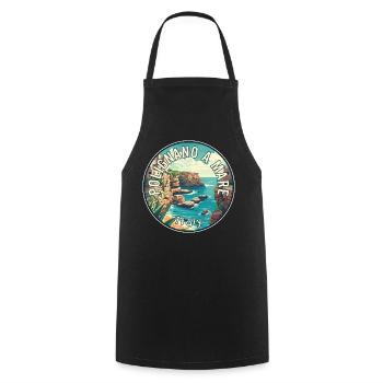 Experience Coastal Splendor Polignano a Mare Italy - Cooking Apron - black - Front - AI Model Male 185 dark (185cm)