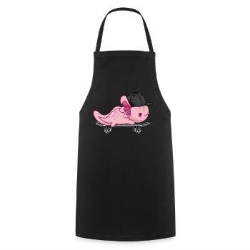 Cool Axolotl Skateboarding - Kawaii Style - Cooking Apron - black - Front - AI Model Male 185 dark (185cm)