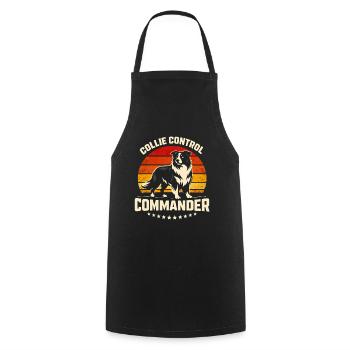 Collie Kommando | Border Collie Retro - Kochschürze - Schwarz - Vorne - AI Model Male 185 dark (185cm)