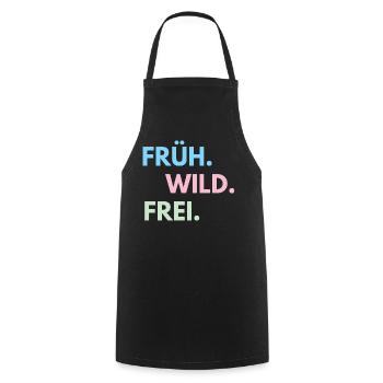 Früh Wild Frei – Frühlingsfest Festival Outfit - Kochschürze - Schwarz - Vorne - AI Model Male 185 dark (185cm)