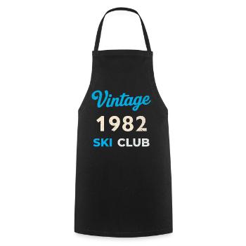 Vintage 1982 – Ski Club Retro Birth Year Gift - Cooking Apron - black - Front - AI Model Male 185 dark (185cm)