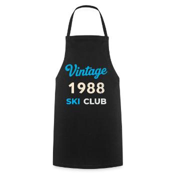 Vintage 1988 – Ski Club Retro Birth Year Gift - Cooking Apron - black - Front - AI Model Male 185 dark (185cm)