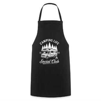 Conception de la vie de camping pour les amateurs de camping-car - Tablier de cuisine - noir - Devant - AI Model Male 185 dark (185cm)