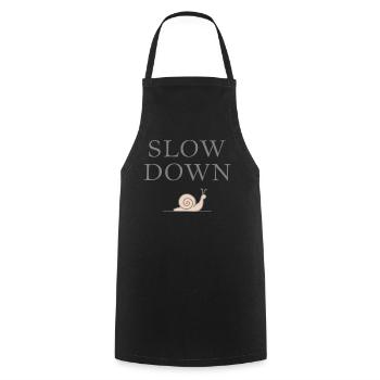 Slow Down Snail Deceleration Mindfulness - Cooking Apron - black - Front - AI Model Male 185 dark (185cm)