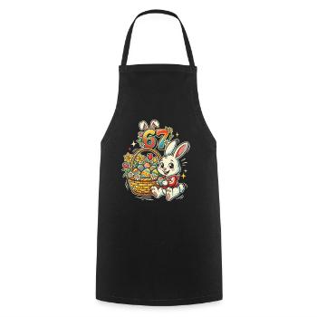 Easter Bunny with Colorful Easter Egg 67 - Cooking Apron - black - Front - AI Model Male 185 dark (185cm)