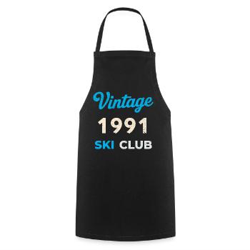 Vintage 1991 – Ski Club Retro Birth Year Gift - Cooking Apron - black - Front - AI Model Male 185 dark (185cm)