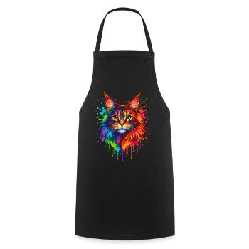 Maine Coon Neon | Cat Art Pop Art - Cooking Apron - black - Front - AI Model Male 185 dark (185cm)