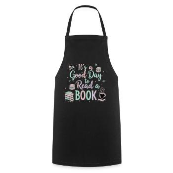 Bonjour Lire le livre - Tablier de cuisine - noir - Devant - AI Model Male 185 dark (185cm)