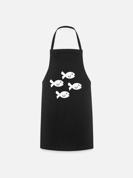 Vier freundliche Fischchen - Kochschürze - Schwarz