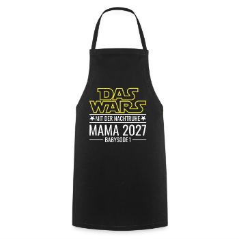 Mama 2027 - Das wars mit der Nachtruhe Babysode 1 - Kochschürze - Schwarz - Vorne - AI Model Male 185 dark (185cm)