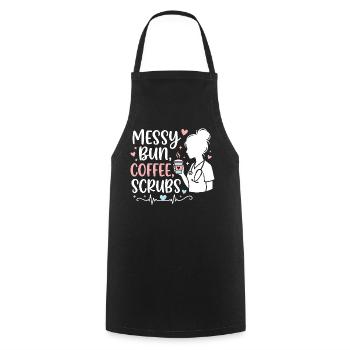 Infirmière en Shorty Bun Café Scrub - Tablier de cuisine - noir - Devant - AI Model Male 185 dark (185cm)