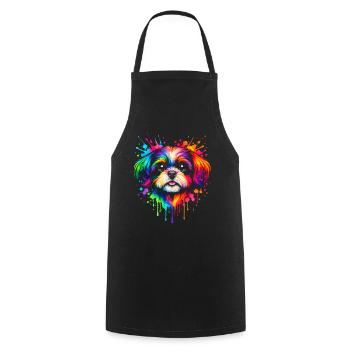 Shih Tzu | Small Dog Pop Art - Cooking Apron - black - Front - AI Model Male 185 dark (185cm)