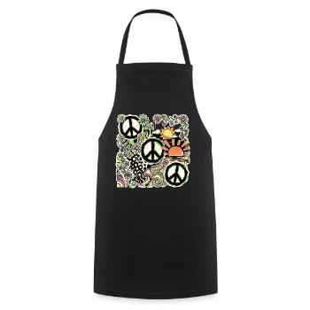 Peace Hippie Flower Stop The War - Kochschürze - Schwarz - Vorne - AI Model Male 185 dark (185cm)