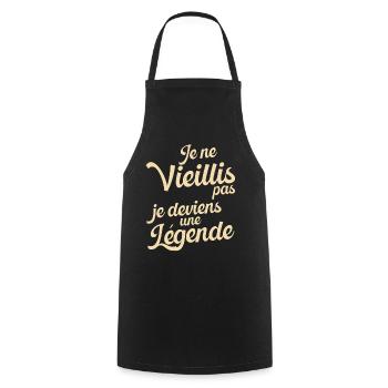 Idée Cadeau Anniversaire Humour Original Légende - Tablier de cuisine - noir - Devant - AI Model Male 185 dark (185cm)
