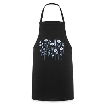 Vintage Blumen-Frauen-Wildblumen-Gartengarten - Kochschürze - Schwarz - Vorne - AI Model Male 185 dark (185cm)