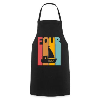 4th Birthday Sailboat - Cooking Apron - black - Front - AI Model Male 185 dark (185cm)