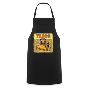 Tacos Raton laveur, sombrero Cuisine de rue mexicaine - Tablier de cuisine - noir - Devant - AI Model Male 185 dark (185cm)