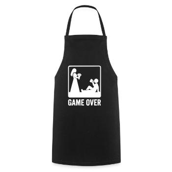 Mariage Game Over – Jeunes mariés drôles - Tablier de cuisine - noir - Devant - AI Model Male 185 dark (185cm)
