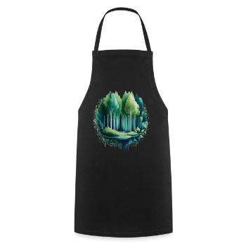 Wald Langbaum Naturmalerei-Druck - Kochschürze - Schwarz - Vorne - AI Model Male 185 dark (185cm)