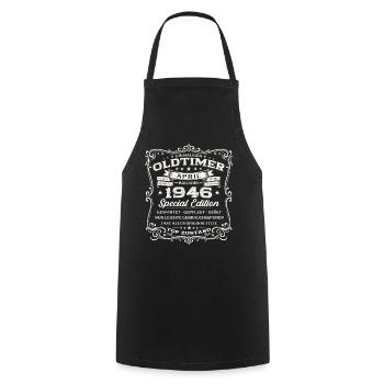 80. Geburtstag Geschenk Mann Oldtimer April1946 - Kochschürze - Schwarz - Vorne - AI Model Male 185 dark (185cm)