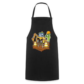 4 Excavators 4th Birthday - Cooking Apron - black - Front - AI Model Male 185 dark (185cm)