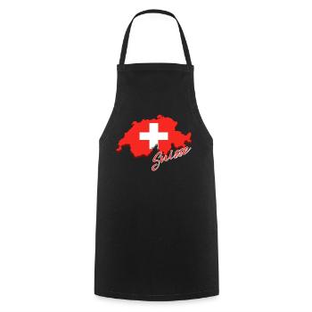 Karte mit der Flagge der Schweiz, ich liebe die Schweiz - Kochschürze - Schwarz - Vorne - AI Model Male 185 dark (185cm)