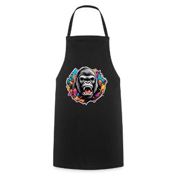 Gorille Graffiti Éclatant - Tablier de cuisine - noir - Devant - AI Model Male 185 dark (185cm)
